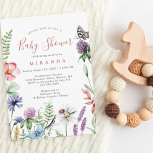 Invitación Bonito Watercolor Wildflowers Baby Shower