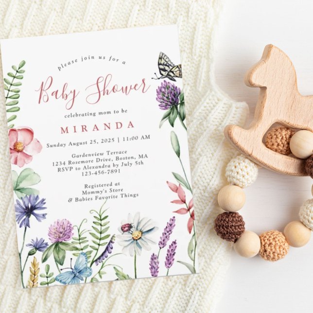 Invitación Bonito Watercolor Wildflowers Baby Shower (Subido por el creador)