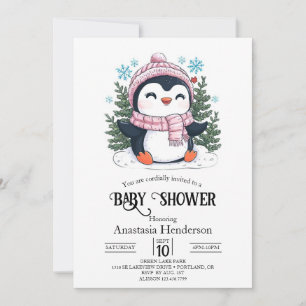 Invitación Bonito y colorido Baby Shower pingüino