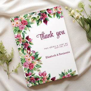 Invitación Bonito y colorido ramo de flores de moda Gracias