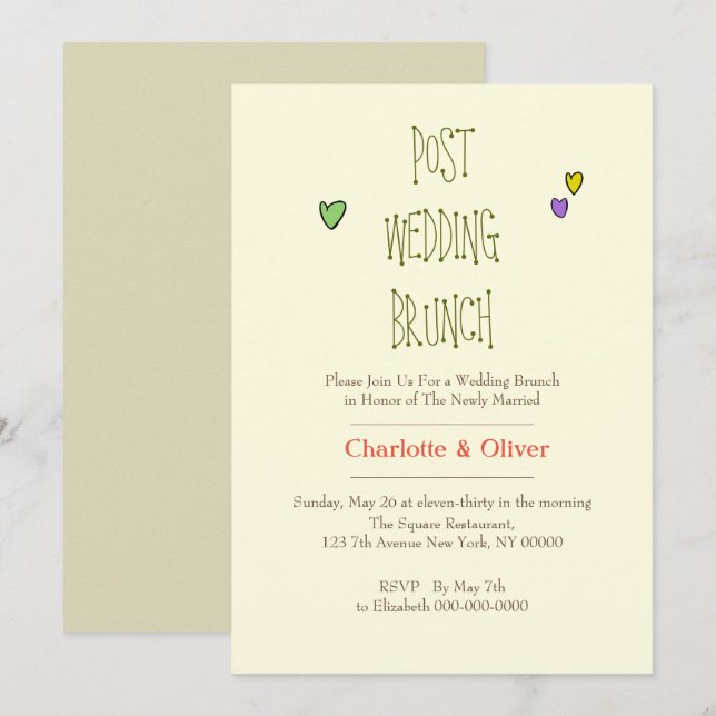 Invitación Bonitos corazones románticos (Anverso / Reverso)