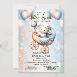 Invitación Bonitos globos Baby Shower con una lámpara pequeña