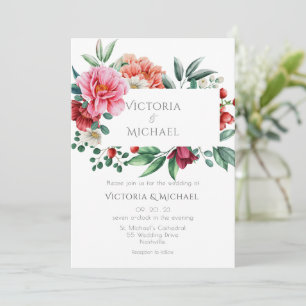 Invitación Bonitos Peonies Watercolor Floral Boda