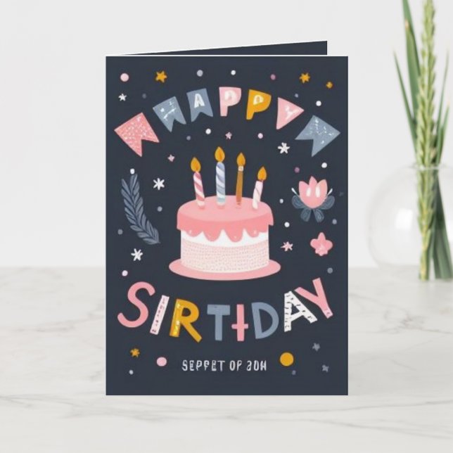 Invitación bonitos saludos de cumpleaños (Anverso)