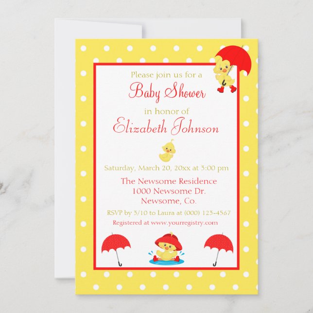 Invitación Bonitos y puntos de polka Baby Shower (Anverso)