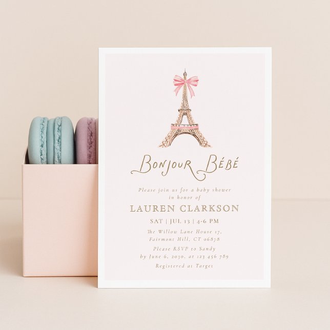 Invitación Bonjour Bebe Baby Shower Invitation (Subido por el creador)