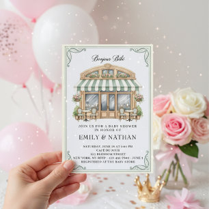 Invitación Bonjour Bebe cafetería parisina pastelería frances