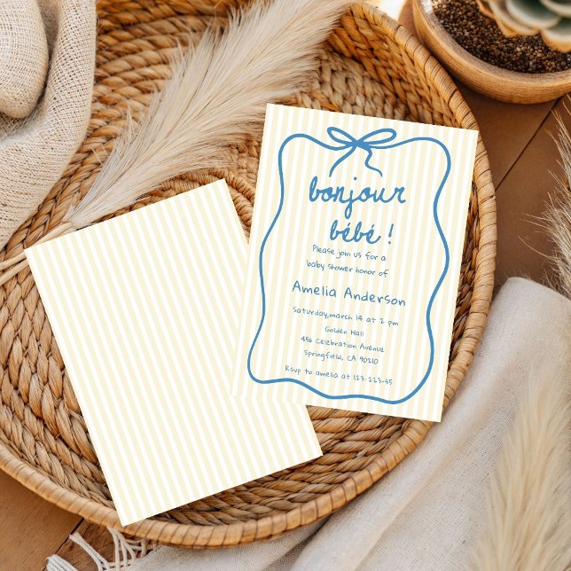 Invitación Bonjour bebe Ducha de Bebé París Dibujada a Mano (Subido por el creador)