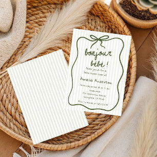 Invitación Bonjour bebe Ducha de Bebé París Dibujada a Mano