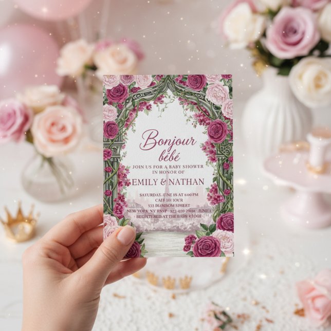 Invitación Bonjour Bebe eiffel tower French chic baby Shower (Subido por el creador)