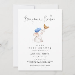 Invitación Bonjour Bebe Elephant Baby Boy Ducha Toile