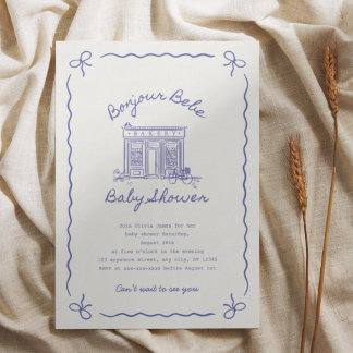 Invitación Bonjour Bebe French baby shower