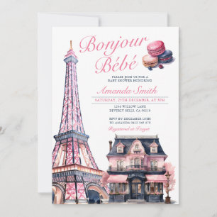 Invitación Bonjour Bebe French Parisian Cafe Baby Shower