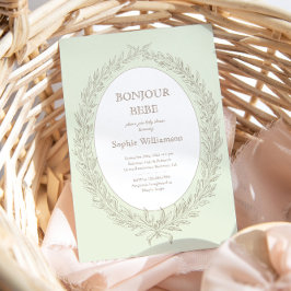 Invitación Bonjour Bebe French Patisserie Baby Shower Green