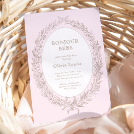 Invitación Bonjour Bebe French Patisserie Baby Shower Pink