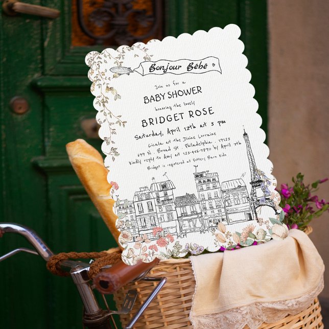 Invitación Bonjour Bebe Género Neutral Baby Shower (Subido por el creador)