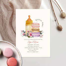Invitación Bonjour Bébé Macarons franceses y Baby Shower de l