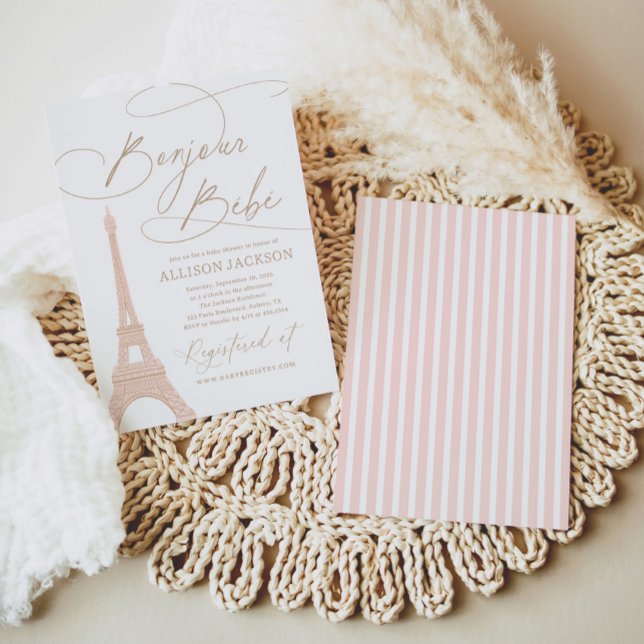 Invitación Bonjour Bebe Paris Baby Shower francés (Subido por el creador)
