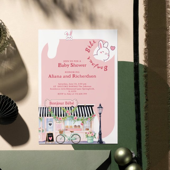 Invitación Bonjour Bébé Paris Baby Shower francés parisino (Subido por el creador)