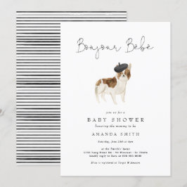 Invitación Bonjour Bebe Paris Bulldog francés Baby Shower