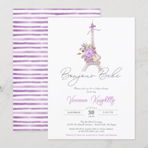 Invitación Bonjour Bebe Paris franja Baby Shower