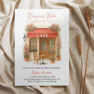 Invitación Bonjour Bebe Paris French Cafe Baby Shower