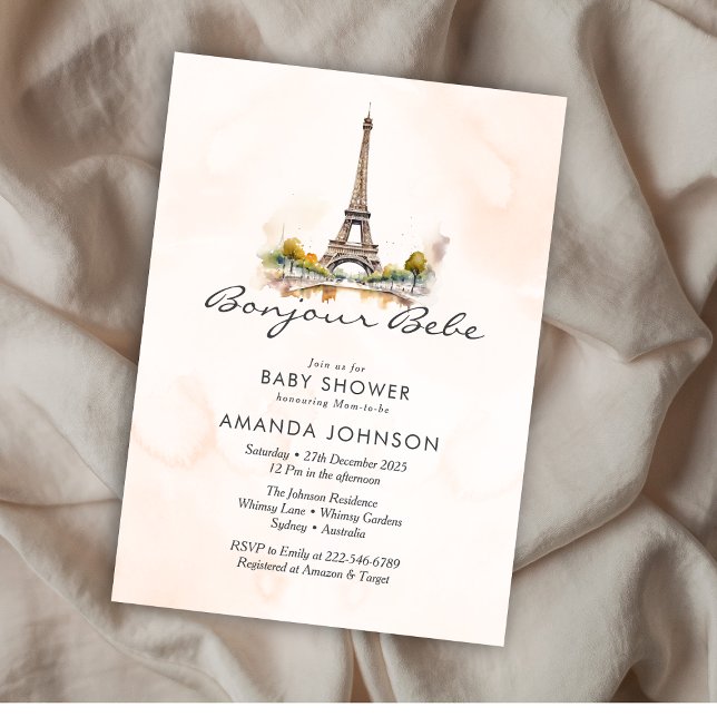 Invitación Bonjour Bebe Paris French Floral Baby Shower (Subido por el creador)