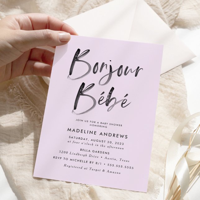 Invitación Bonjour Bebe Purple French Baby Shower (Subido por el creador)