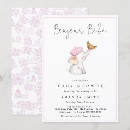 Invitación Bonjour Bebe Romantic Chica Baby Shower