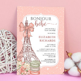 Invitación Bonjour Bebe Romantic Chica Baby Shower
