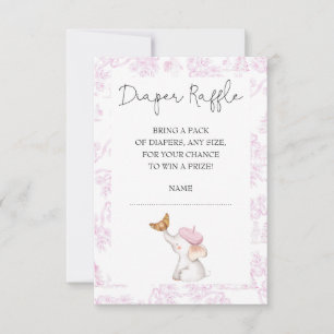 Invitación Bonjour Bebe Romántico Sorteo de Pañales para Niña