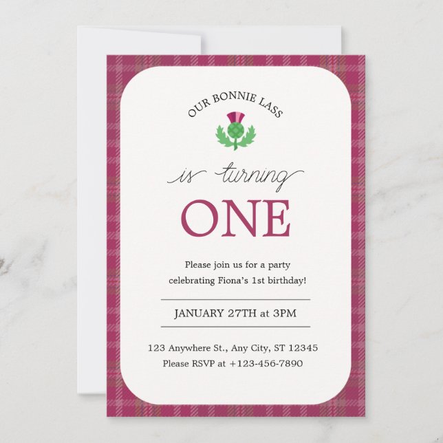 Invitación Bonnie Lass Birthday (Anverso)