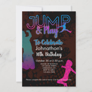Invitación Bonza House Jump Fiesta Trampoline Park Cumpleaños