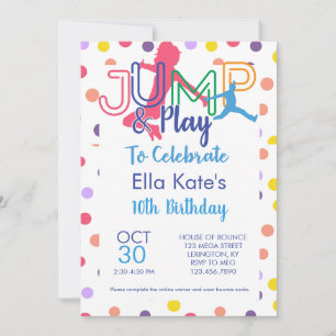 Invitación Bonza House Jump Fiesta Trampoline Park Cumpleaños