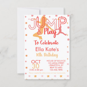 Invitación Bonza House Jump Fiesta Trampoline Park Cumpleaños