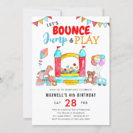 Invitación Bonza Jump Play Niños Trampoline Park Cumpleaños