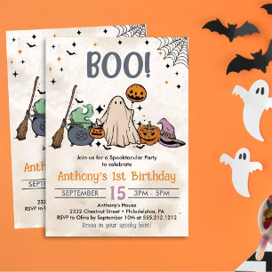 Invitación ¡Boo! 1.ª Fiesta de cumpleaños Halloween