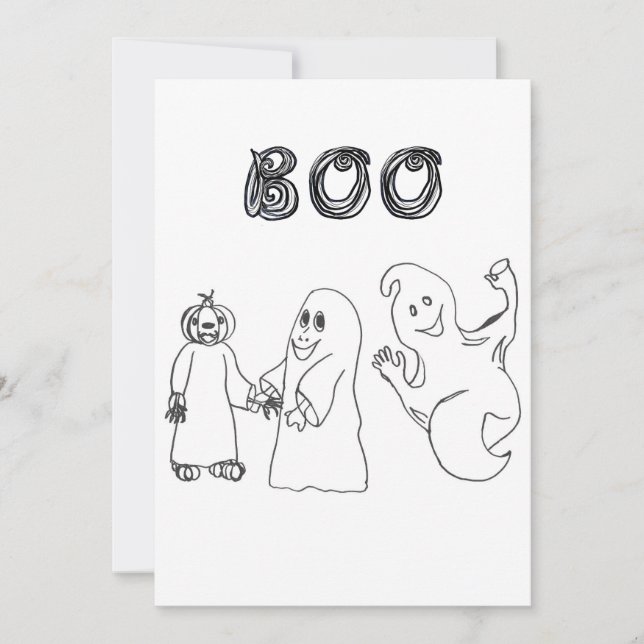 Invitación BOO 3 lindo truco fantasma o tratantes (Anverso)