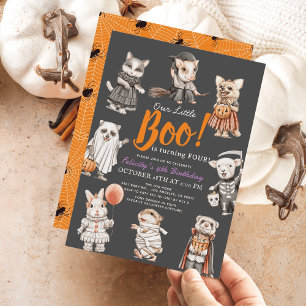 Invitación Boo Animales Costume de Halloween Cumpleaños