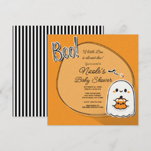 Invitación ¡BOO! Baby Shower de Halloween del pequeño fantasm