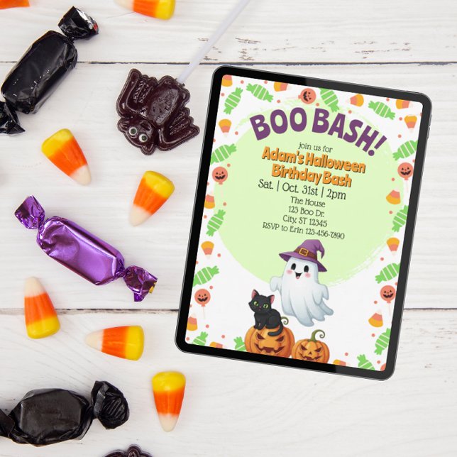 Invitación Boo Bash, cumpleaños de Halloween (Subido por el creador)