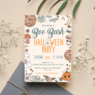 Invitación Boo Bash Groovy la fiesta del fantasma de Hallowee