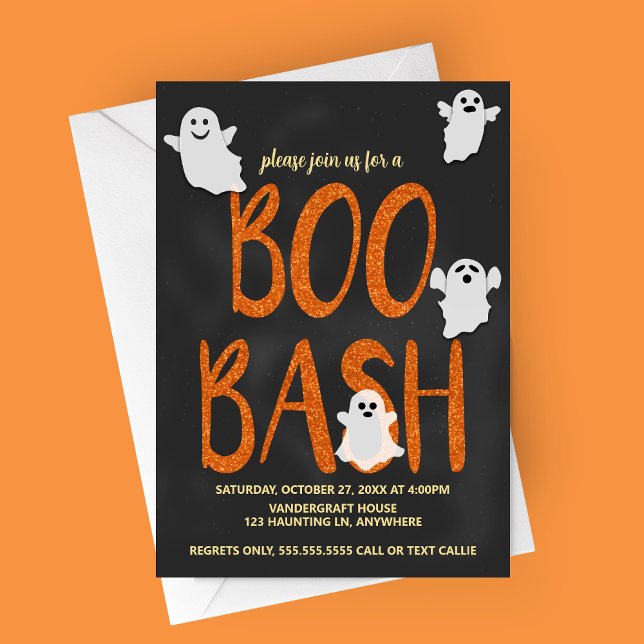 Invitación Boo Bash Halloween Party (Boo Bash | Cute Flying Ghosts | Halloween Party Invitation)