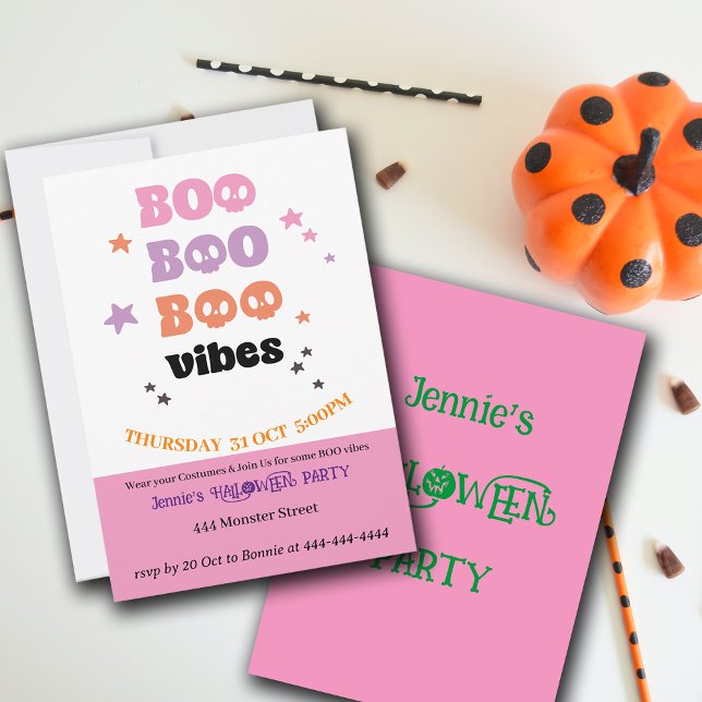 Invitación BOO BOO BOO Vibes Halloween (Subido por el creador)