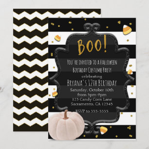 Invitación ¡BOO! Calabaza Blanca y Maíz de Caramelo Fiesta de