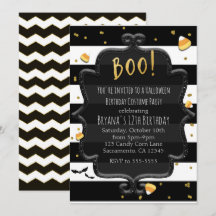 ¡BOO! Caramelo de Halloween a rayas negras y blanc