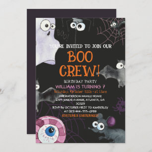 Invitación Boo Crew Divertido Niños Fiesta de Cumpleaños de H
