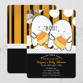 Invitación Boo Cute Fantasma  Gemelos Niños Halloween Baby Sh
