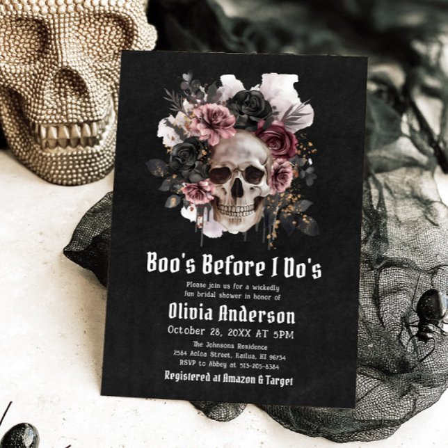 Invitación Boo de cráneo de Halloween antes de la ducha de no (Subido por el creador)