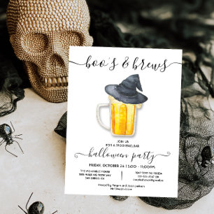 Invitación Boo de Halloween y cerveza brujas fiesta de cervez